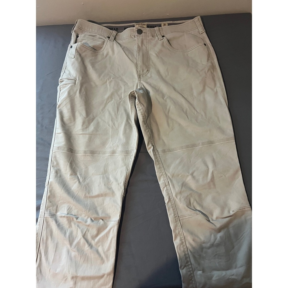 Redhead Mens Utility Work Pants Tan Khaki Articulated Knee 36x29 Cargo Trousers